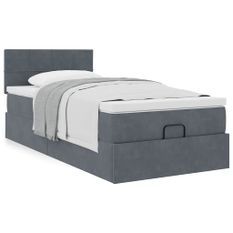 Cadre de lit ottoman avec matelas gris foncé 80x200 cm velours