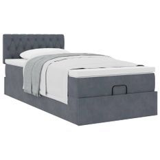 Cadre de lit ottoman avec matelas gris foncé 80x200 cm velours