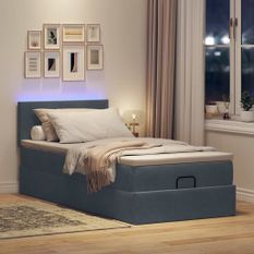 Cadre de lit ottoman avec matelas gris foncé 80x200 cm velours