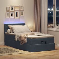 Cadre de lit ottoman avec matelas gris foncé 80x200 cm velours