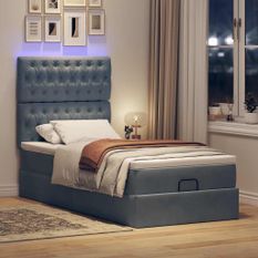 Cadre de lit ottoman avec matelas gris foncé 80x200 cm velours