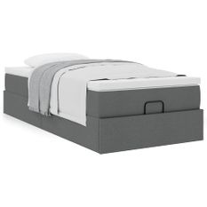 Cadre de lit ottoman avec matelas gris foncé 90x190 cm tissu