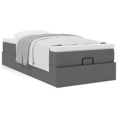 Cadre de lit ottoman avec matelas gris foncé 90x200 cm tissu