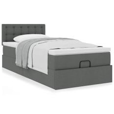 Cadre de lit ottoman avec matelas gris foncé 90x200 cm tissu