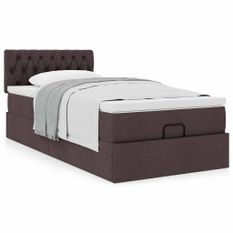 Cadre de lit ottoman avec matelas marron foncé 100x200 cm tissu