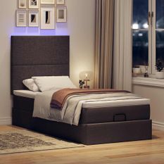 Cadre de lit ottoman avec matelas marron foncé 100x200 cm tissu