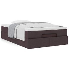 Cadre de lit ottoman avec matelas marron foncé 120x200 cm tissu