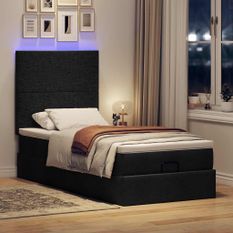 Cadre de lit ottoman avec matelas noir 100x200cm tissu