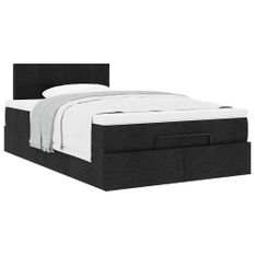 Cadre de lit ottoman avec matelas noir 120x190 cm tissu