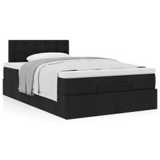 Cadre de lit ottoman avec matelas noir 120x190 cm tissu