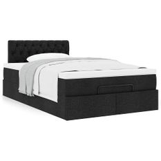 Cadre de lit ottoman avec matelas noir 120x200cm tissu