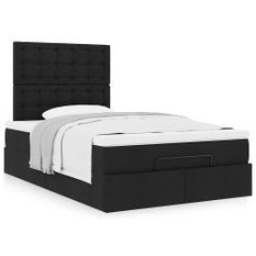 Cadre de lit ottoman avec matelas noir 120x200cm tissu