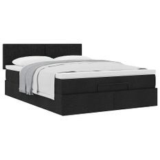 Cadre de lit ottoman avec matelas noir 140x200 cm tissu