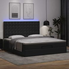 Cadre de lit ottoman avec matelas noir 160x200 cm similicuir