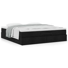 Cadre de lit ottoman avec matelas noir 160x200 cm tissu
