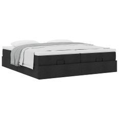 Cadre de lit ottoman avec matelas noir 160x200 cm tissu