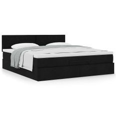 Cadre de lit ottoman avec matelas noir 160x200 cm tissu