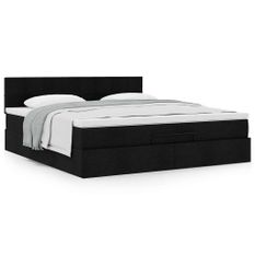 Cadre de lit ottoman avec matelas noir 160x200 cm tissu