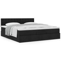 Cadre de lit ottoman avec matelas noir 160x200 cm tissu