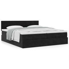 Cadre de lit ottoman avec matelas noir 160x200 cm velours