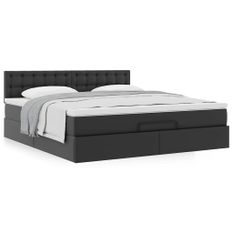 Cadre de lit ottoman avec matelas noir 180x200 cm similicuir