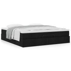 Cadre de lit ottoman avec matelas noir 180x200 cm tissu