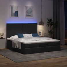 Cadre de lit ottoman avec matelas noir 180x200 cm tissu