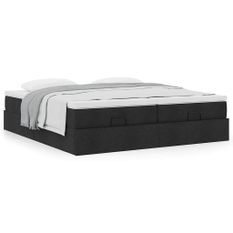 Cadre de lit ottoman avec matelas noir 180x200cm tissu
