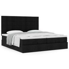 Cadre de lit ottoman avec matelas noir 180x200cm tissu