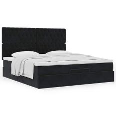 Cadre de lit ottoman avec matelas noir 180x200cm velours
