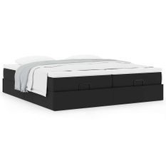 Cadre de lit ottoman avec matelas noir 200x200 cm similicuir