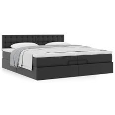 Cadre de lit ottoman avec matelas noir 200x200 cm similicuir