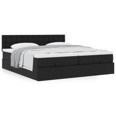 Cadre de lit ottoman avec matelas noir 200x200 cm similicuir