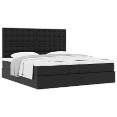 Cadre de lit ottoman avec matelas noir 200x200 cm similicuir