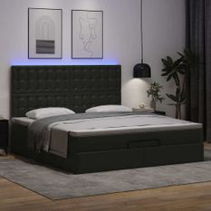 Cadre de lit ottoman avec matelas noir 200x200 cm similicuir