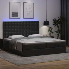 Cadre de lit ottoman avec matelas noir 200x200 cm similicuir