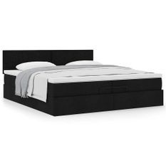 Cadre de lit ottoman avec matelas noir 200x200 cm tissu