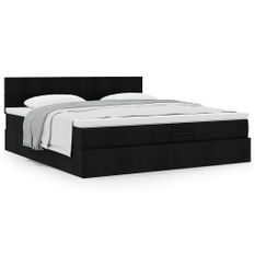 Cadre de lit ottoman avec matelas noir 200x200 cm tissu