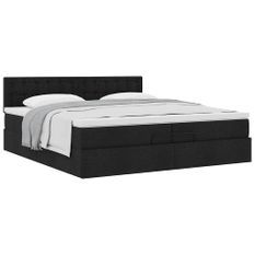Cadre de lit ottoman avec matelas noir 200x200 cm tissu