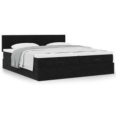 Cadre de lit ottoman avec matelas noir 200x200cm velours