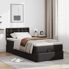 Cadre de lit ottoman avec matelas noir 80x200 cm similicuir