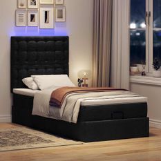 Cadre de lit ottoman avec matelas noir 80x200 cm tissu