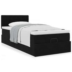 Cadre de lit ottoman avec matelas noir 80x200 cm velours