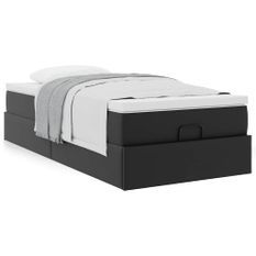 Cadre de lit ottoman avec matelas noir 90x190 cm similicuir