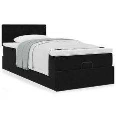 Cadre de lit ottoman avec matelas noir 90x190 cm velours