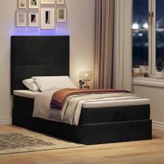 Cadre de lit ottoman avec matelas noir 90x190 cm velours