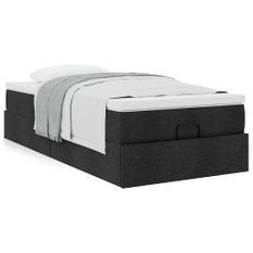 Cadre de lit ottoman avec matelas noir 90x200 cm tissu