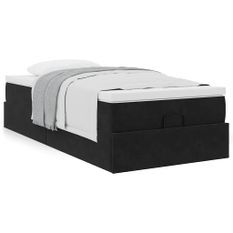 Cadre de lit ottoman avec matelas noir 90x200 cm velours