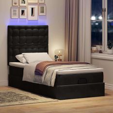 Cadre de lit ottoman avec matelas noir 90x200 cm velours