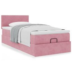 Cadre de lit ottoman avec matelas rose 80x200 cm velours